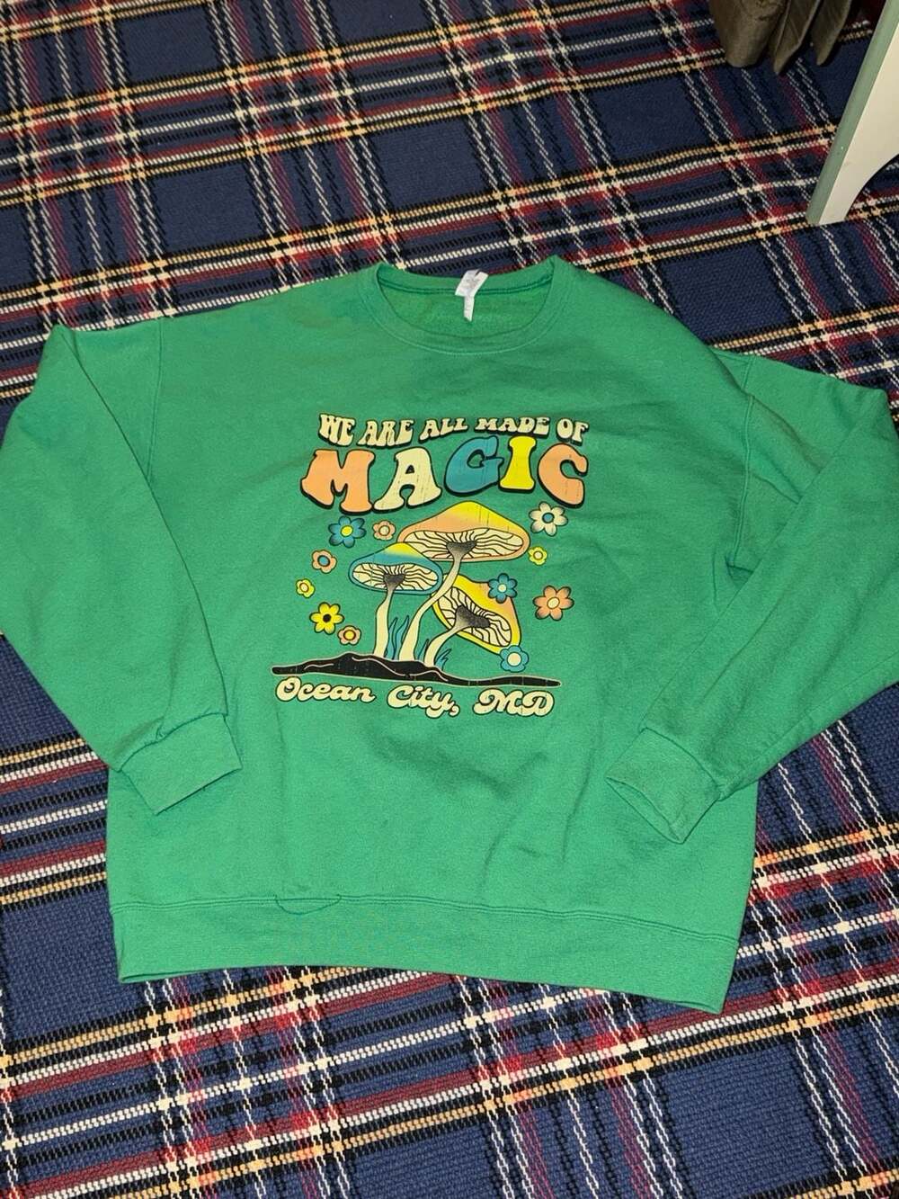 Jerzees 'We Are All Made Of Magic' Ocean City, MD Mushroom Graphic Sweatshirt